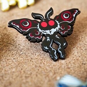 Goth Mothman Pin Black, White, & Red Monster, Vintage Inspired Amazing Details